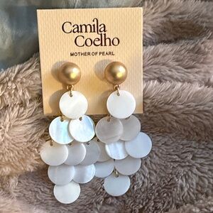 Camila Coelho Gold and White Mother-of-Pearl Cascade Earrings